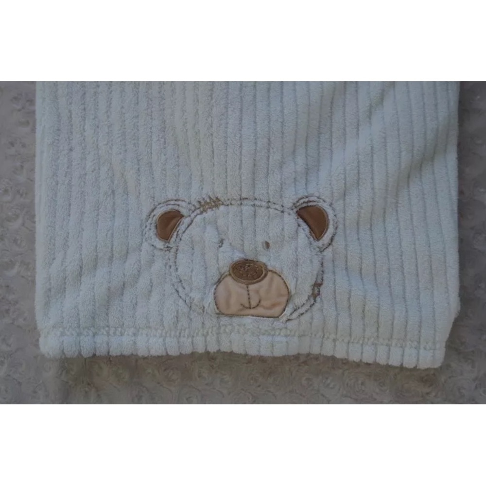 Baby Gear Teddy Bear Blanket Cream Off White Tan Ribbed Security Lovey Soft